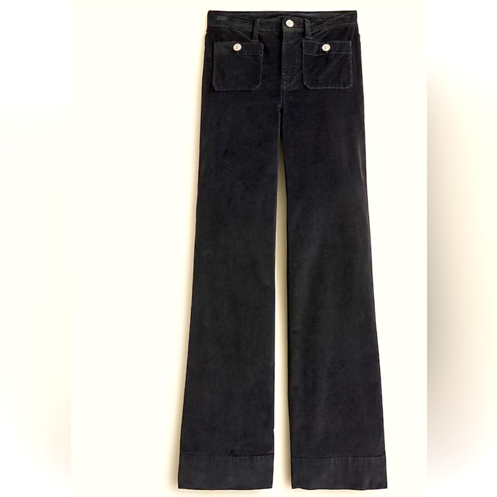 NWT J.Crew Black Velvet Wide-Leg Pants